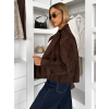Tmavě hnědý semišový krátký kabátek RAVEANI