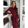 Vínové společenské dlouhé šaty ESTAVION s průstřihy