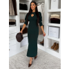 Smaragdové společenské midi šaty KYRAYA s rozparkem