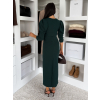 Smaragdové společenské midi šaty KYRAYA s rozparkem
