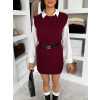 Vínové svetrové krátké šaty JORELEA s košilí