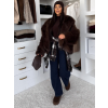 Hnědý faux fur kožešinový kabátek KIRELIA