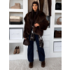 Hnědý faux fur kožešinový kabátek KIRELIA