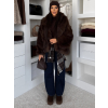 Hnědý faux fur kožešinový kabátek KIRELIA