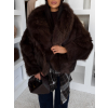Hnědý faux fur kožešinový kabátek KIRELIA