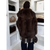 Hnědý faux fur kožešinový kabátek KIRELIA