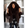 Hnědý faux fur kožešinový kabátek KIRELIA