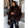 Hnědý faux fur kožešinový kabátek KIRELIA