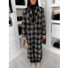 Černý kostkovaný dlouhý károvaný kabát OPHELYN