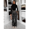 Černé kostkované kárované široké kalhoty VIOTRA