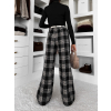 Černé kostkované kárované široké kalhoty VIOTRA