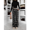 Černé kostkované kárované široké kalhoty VIOTRA