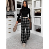 Černé kostkované kárované široké kalhoty VIOTRA