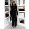 Černý elegantní kalhotový elastický komplet FELUREATY
