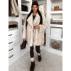 Bílý kožešinový žíhaný faux fur kabát ZOLARIA