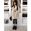 Bílý kožešinový žíhaný faux fur kabát ZOLARIA