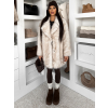 Bílý kožešinový žíhaný faux fur kabát ZOLARIA