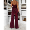 Bordó elegantní pruhované dlouhé kalhoty TRENAVI