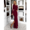 Bordó dlouhé společenské šaty TAVOLIE s holými zády