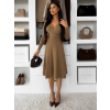 Hnědé elegantní áčkové šaty TEYVORA s páskem