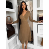 Hnědé elegantní áčkové šaty TEYVORA s páskem