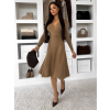 Hnědé elegantní áčkové šaty TEYVORA s páskem