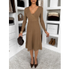 Hnědé elegantní áčkové šaty TEYVORA s páskem
