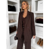 Hnědé pruhované elegantní oversize sako LEXUMA