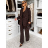 Hnědé pruhované elegantní oversize sako LEXUMA