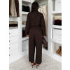 Hnědý dlouhý bavlněný oversize overal JAVAILA