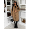 Hnědý hřejivý dlouhý plyšový kabát KOUZELY
