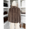 Hnědý kožešinový žíhaný faux fur kabát TELUVIA