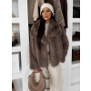 Hnědý kožešinový žíhaný faux fur kabát TELUVIA