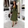 Khaki elegantní áčkové midi šaty TEYVORA s páskem