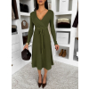 Khaki elegantní áčkové midi šaty TEYVORA s páskem