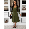Khaki elegantní áčkové midi šaty TEYVORA s páskem