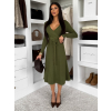 Khaki elegantní áčkové midi šaty TEYVORA s páskem