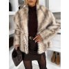Krémový kožešinový žíhaný faux fur kabát TELUVIA