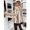 Krémový kožešinový žíhaný faux fur kabát TELUVIA