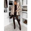 Krémový kožešinový žíhaný faux fur kabát TELUVIA