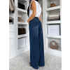 Modré tmavé široké wide leg džíny ZALVIAN