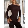 Tmavě hnědé elastické body LORAVA s dlouhým rukávem