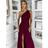 Vínové společenské dlouhé šaty FIAMMAR s rozparkem
