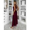 Vínové společenské dlouhé šaty FIAMMAR s rozparkem