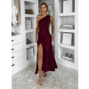 Vínové společenské dlouhé šaty FIAMMAR s rozparkem
