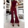 Vínové krajkové elegantní kalhoty FYNORIA
