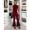Vínové krajkové elegantní kalhoty FYNORIA