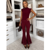 Vínové krajkové elegantní kalhoty FYNORIA
