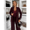 Vínový kalhotový elegantní kostýmek MIRANJO