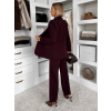 Vínový kalhotový elegantní kostýmek MIRANJO